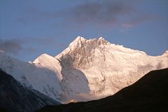 
I was up early the next morning at our camp at Hoppo, and was able to see the three summits of Lhotse East Face at sunrise – Lhotse Shar, Lhotse Middle, and the main summit.
